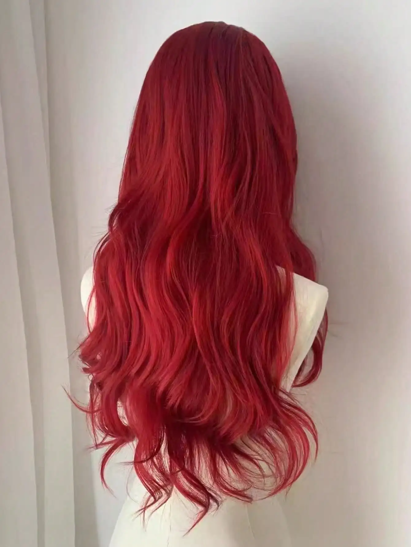 Red Synthetic Wavy Wig for Daily Cosplay Party