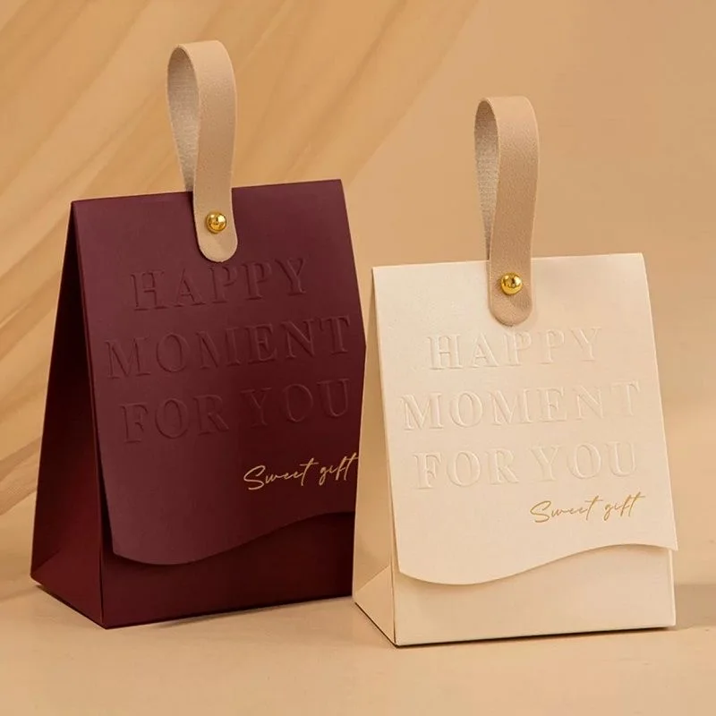 10pcs Creative Leather Portable Gift Box High-end Portable Wedding Candy Paper Box Party Packaging Supplies Paper Box