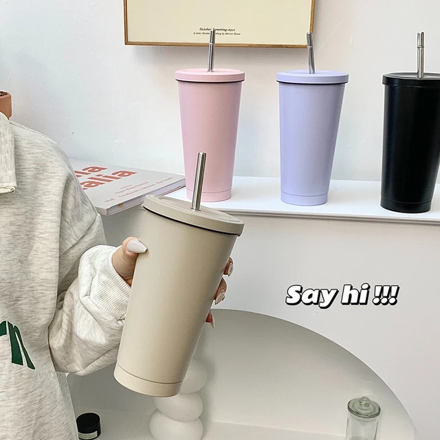 Kawaii Bear Coffee Thermal Cup For Hot Cold Drinks Water Tea Milk Thermos  Mug Stainless Steel Cup With Straw Lid Portable Bottle - AliExpress