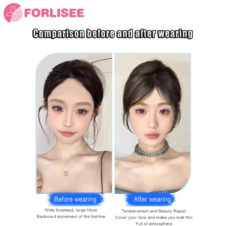 FORLISEE Liu Hai Wig Women's Summer Fetal Hair Liu Hai Natural Invisible Forehead Repair Tool Traceless Patch Hairline Wig