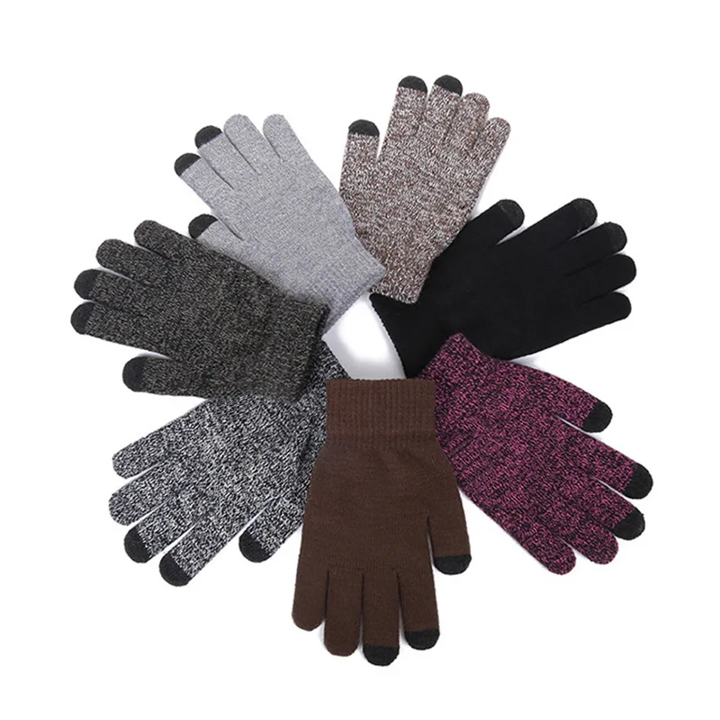 Winter Men's and women's Knit Touchscreen Gloves Warm Touch Gloves Anti-slip Gloves for Adults 5