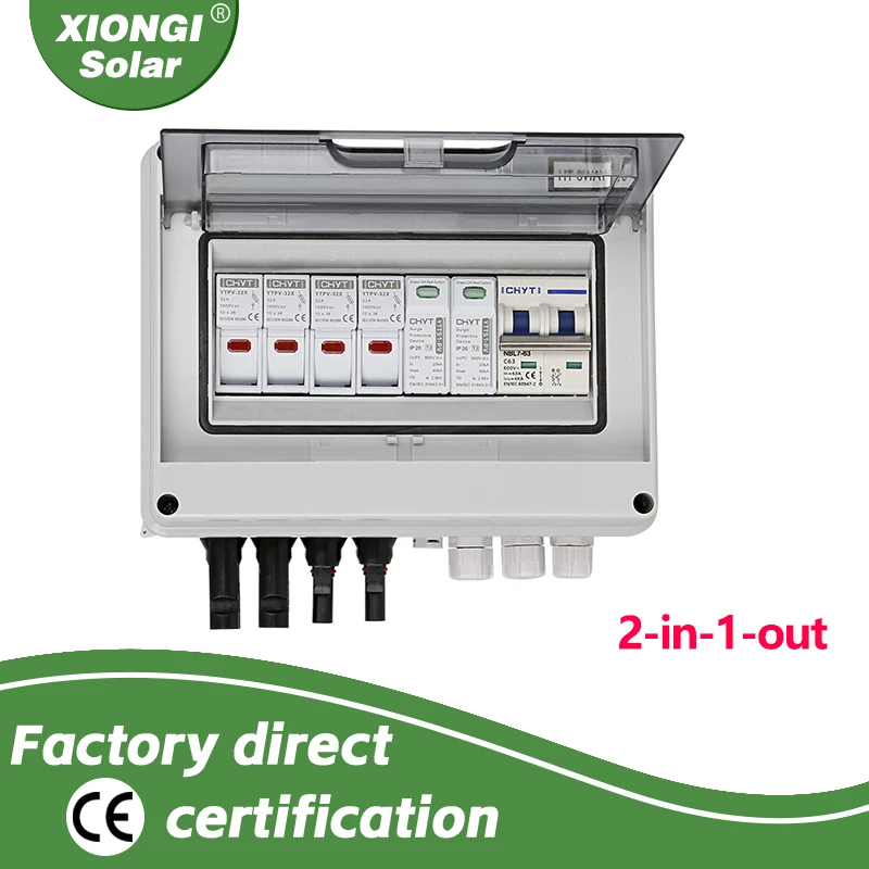 Solar Photovoltaik PV Combiner Box mit Blitzschutz 2 Eingang 1 aus DC 600V Sicherung mcb spd wasserdichte Box IP65 photovoltaic combiner box electrical box electrical distribution box electrical junction box electronic enclosure case