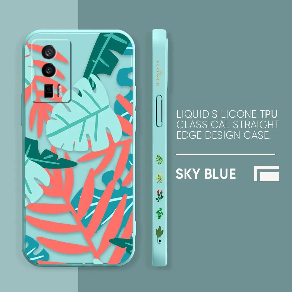 thumbnail image 1 of Case For Redmi K60E K50 K40S K40 K30 K20 10C 9 8A 8 10 Pro 4G 5G Colour Simple Liquid silicone Case Plants Leaf Art, 1 of 5