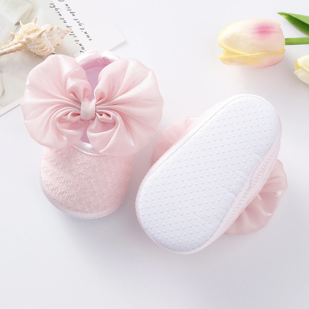 Spring Autumn Infant Baby Girl Net Yarn Bowknot Princess Shoes Toddler Soft Sole Walking Shoes For 0-18Month