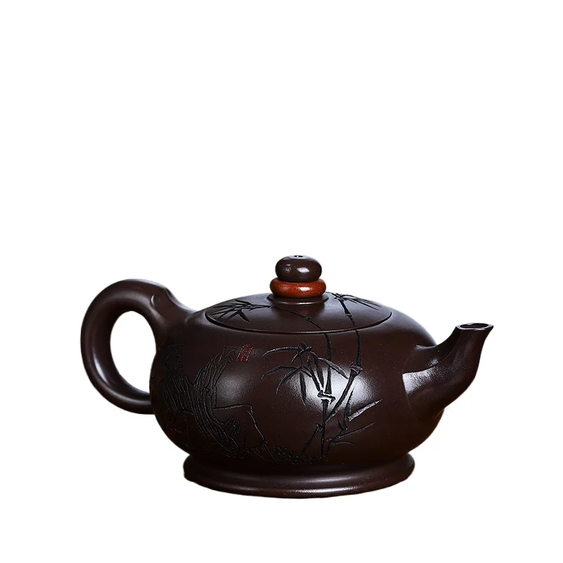 

Yixing Handmade Purple Clay Pot, Tea Pot, Kung Fu Tea Set, Chinese Tea Pot, Original Mine Purple Eggplant Mud Time to Run, 380ml