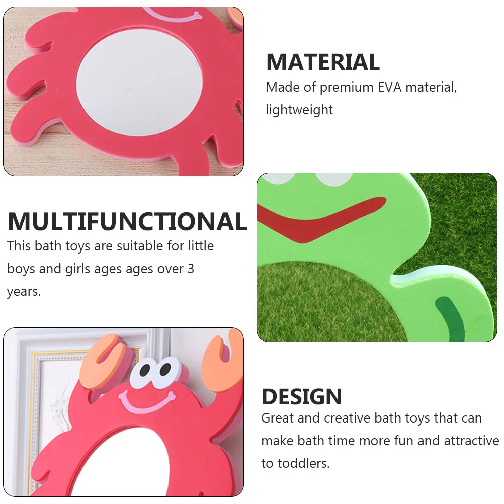 2 Pcs Eva Cartoon Mirror Floating Funny Water Toy Children’s Toys Baby Game Bathing Shower