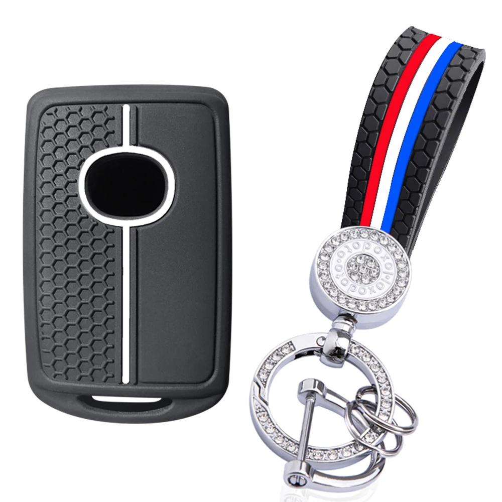 Silicone Car Remote Key Fob Case Cover Key Caps Keyring For Mazda 3 Alexa 2 6 CX3 CX5 CX8 CX9 CX30 CX60 X9 MX30 X5 X9 SS30 MX5