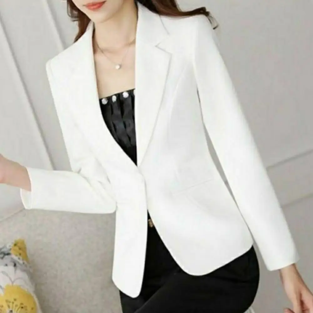 

Trendy Women Blazer Turn-down Collar Plus Size Women Autumn Blazer Single Button Office Lady Spring Coat for Meeting