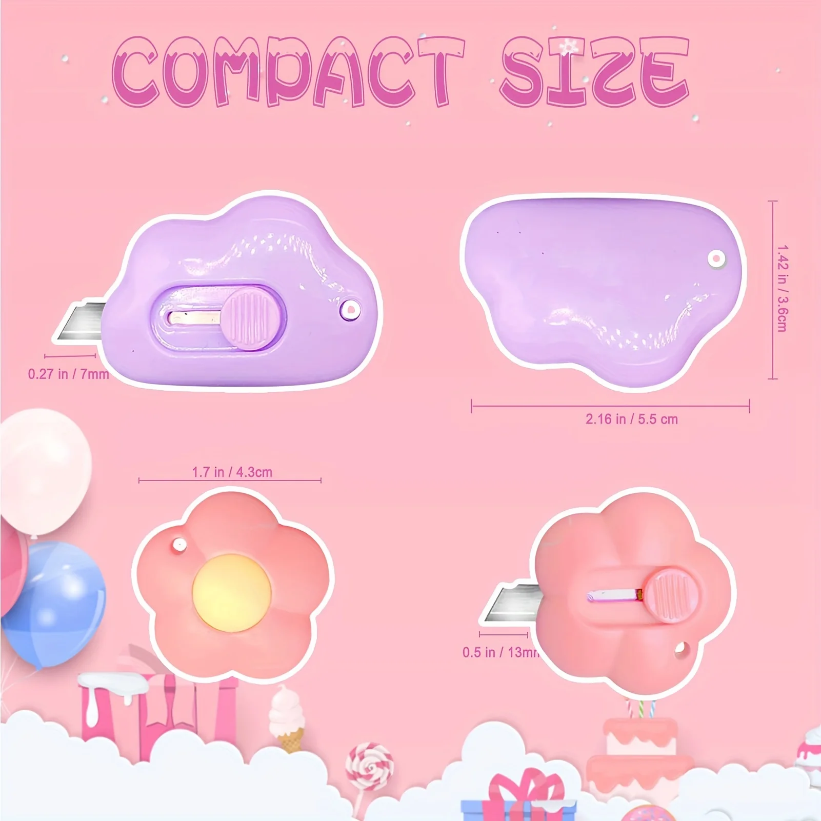 MOHAMM 6pcs Mini Flower Cloud Shaped Portable Pocket Retractable Utility Knife Box Cutter with Keychain Hole utility knife box cutter cutting knife art knife box opener