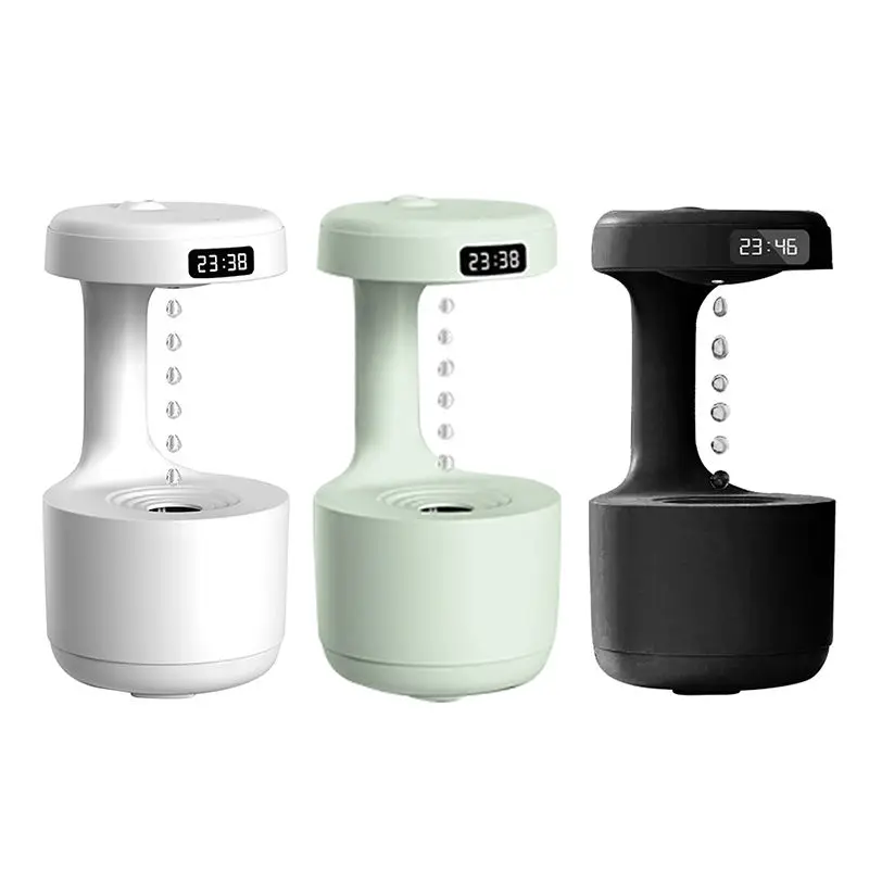 Creative Water Drop Backflow Humidifier USB Powered with LED Display for Home Office and Bedroom Air Moisturizing