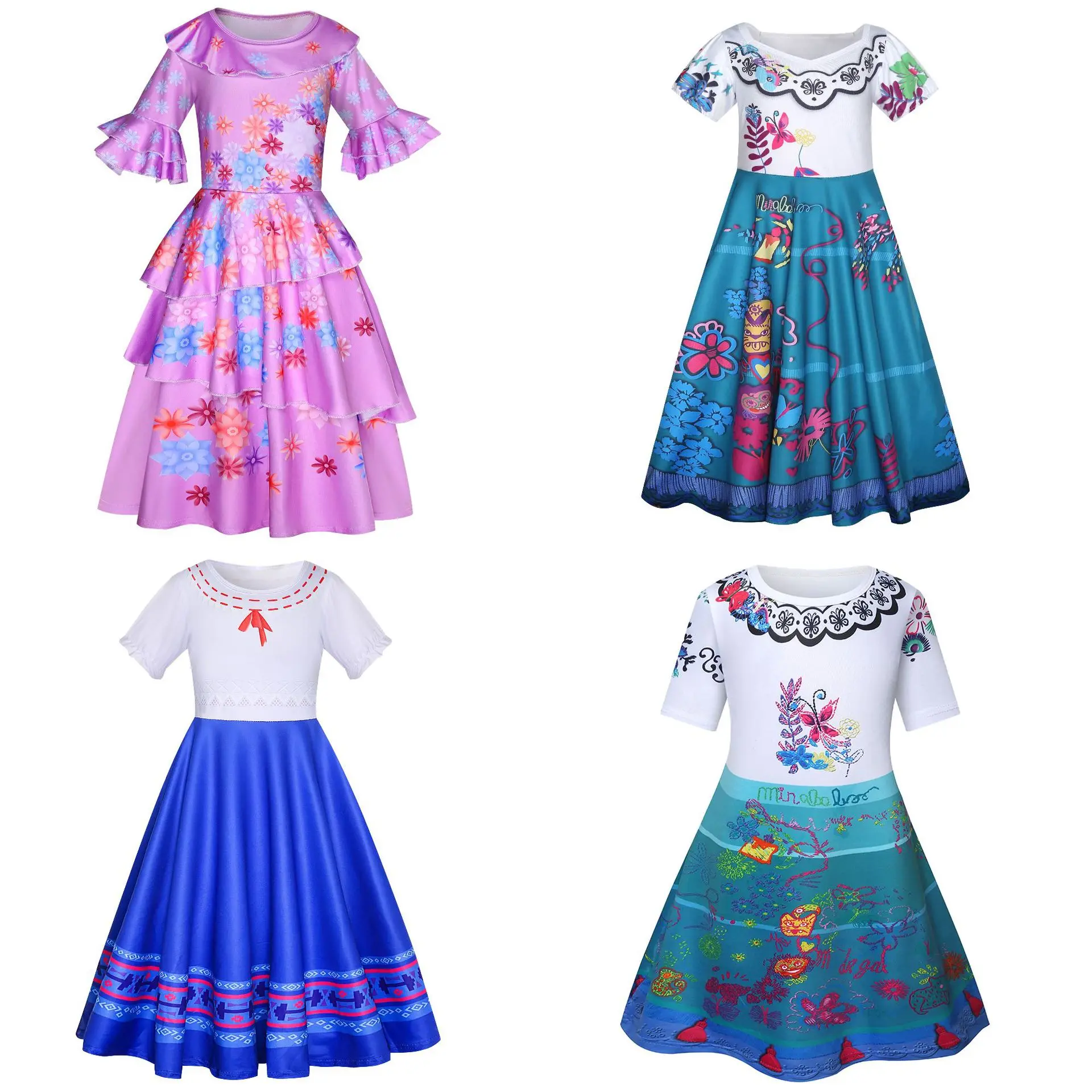 Encanto Cosplay Mirabel Madrigal Costume Girl Dress Girls Fancy Dresses For Halloween Princess Dress Baby Christmas Clothing