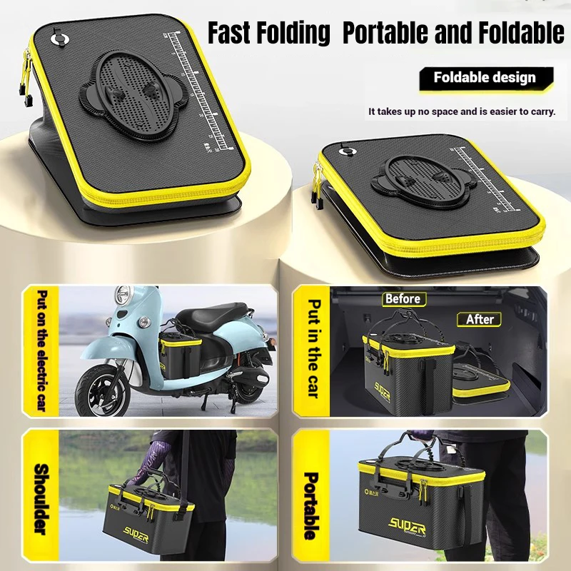 Secchio Pieghevole FACULX Per Pesca - Contenitore EVA Impermeabile Per Esche E Pesci Vivi - Foto 2