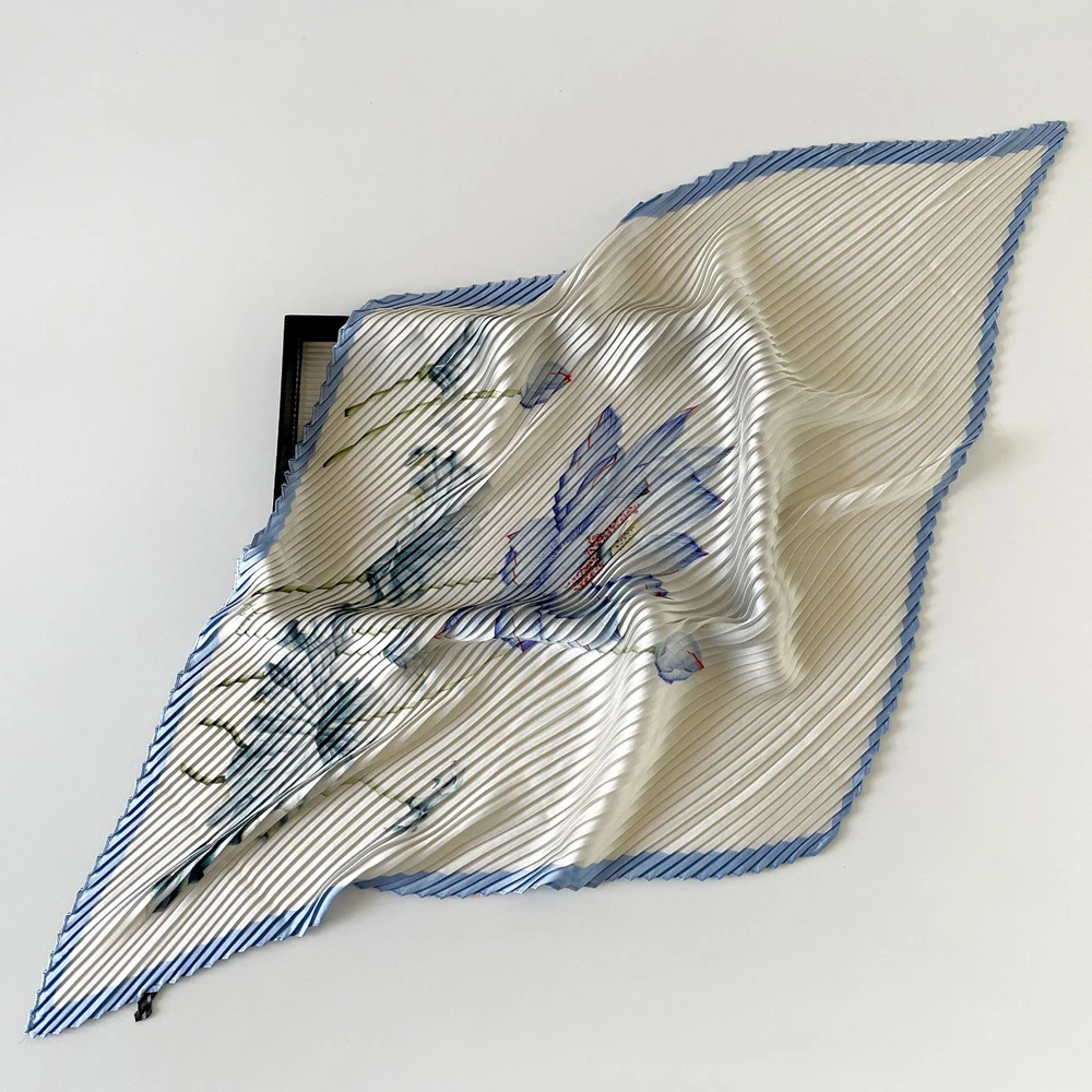 Großhandel im koreanischen Stil, plissierter Satin-Halstuch für Frauen, Chioce, dünner Damen-Schal, professionelle Dekoration, Halstücher, 2025, Top – Detail 24