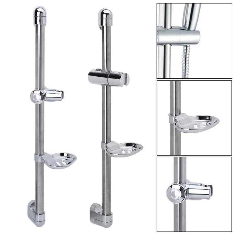 

Shower Slide Bar with Soap Tray Adjustable Shower Holder Lifter Pipe
