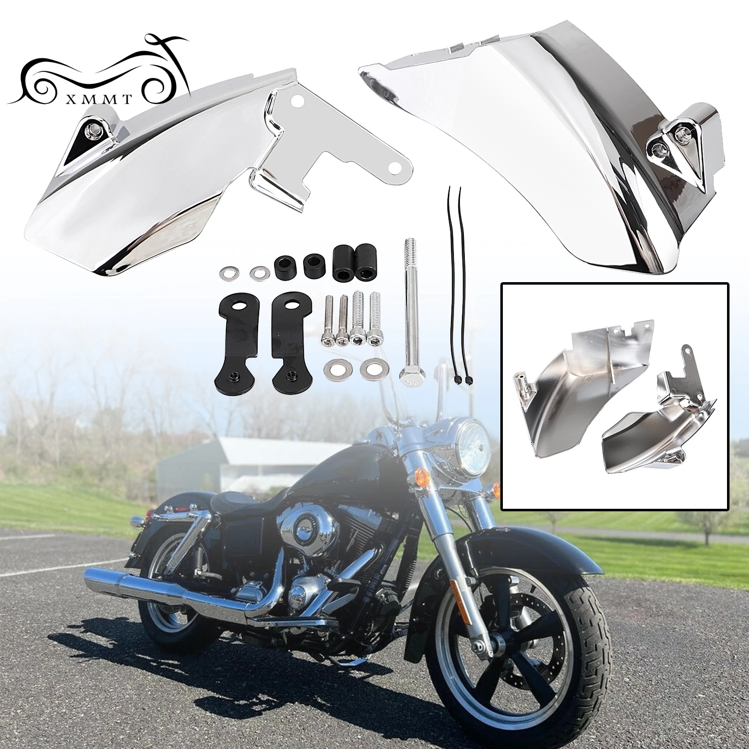 Mid Frame Air Deflector Trim Heat Shield Cover Kit Fit For Harley Dyna 06-UP Super Glide FXD EFI FXDI Switchback FLD Chrome