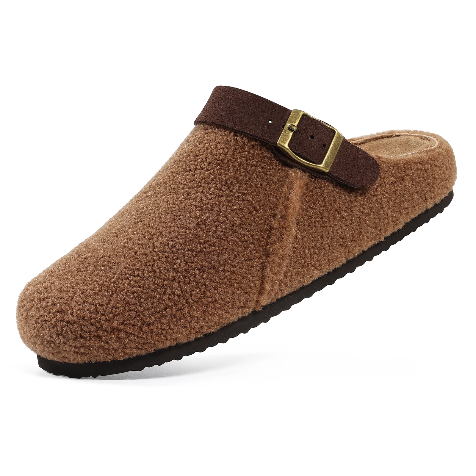 Women's Fluffy Slippers With Arch Support And Adjustable Buckle_voghion.com
