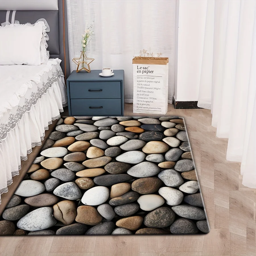 VIKAMA Natürlicher Kieselsteppich, rutschfest und leicht zu reinigen, Eingangsbadezimmer, Wohnzimmer-Küchenteppich, Heimdekoration – Detail 3