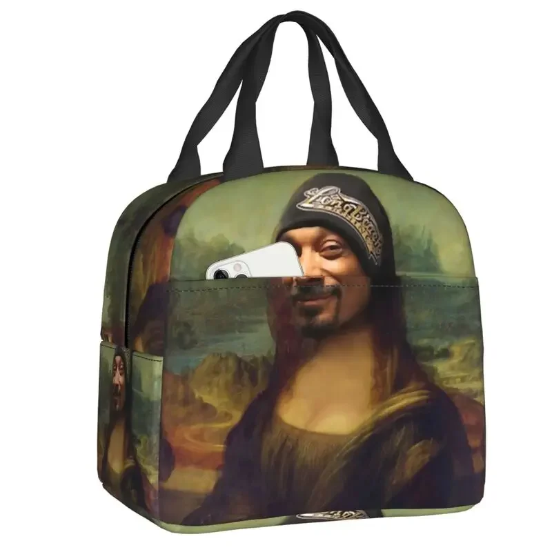 

Snoop Dogg Mona Lisa Lunch Box Women Thermal Cooler Food Insulated Lunch Bag School Children Student Portable Picnic Tote Bags