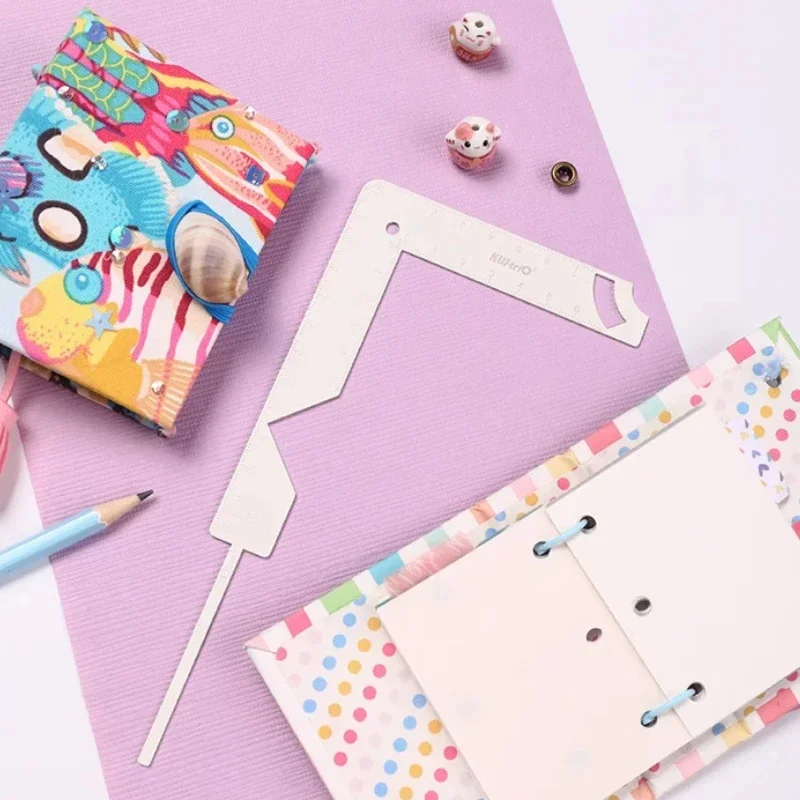 5-in-1 Book Cover Guide Stainless Steel Metal Bookbinding Cover Tool for Scribe Marking Album Notebook Scrapbooking Gauge Ruler bookbinding tool