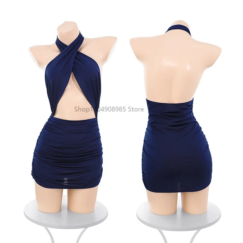 Sexy Flight Attendant Cosplay Costumes Hollow Out Erotic Lingerie for Women Stewardess Outfit Secretary Split Dress Hot Hip New