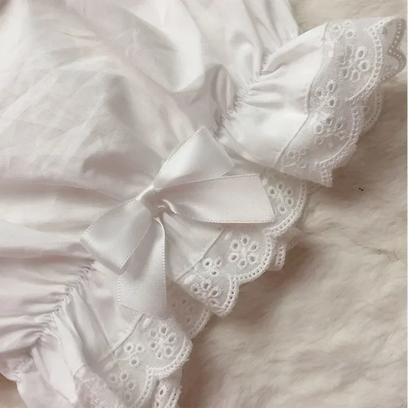 

Victorian Safety Cute Lolita Pants Bowknot Ruffles Shorts Elastic Girl White Women Kawaii Bloomers Lace Panties Knickers