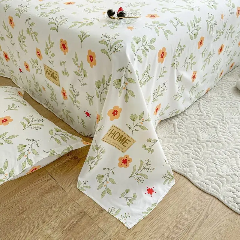 Skin-friendly Soft Sheets Household Printed Flat  Bedroom King Queen Size Bedding Single Double  Breathable Durable 4