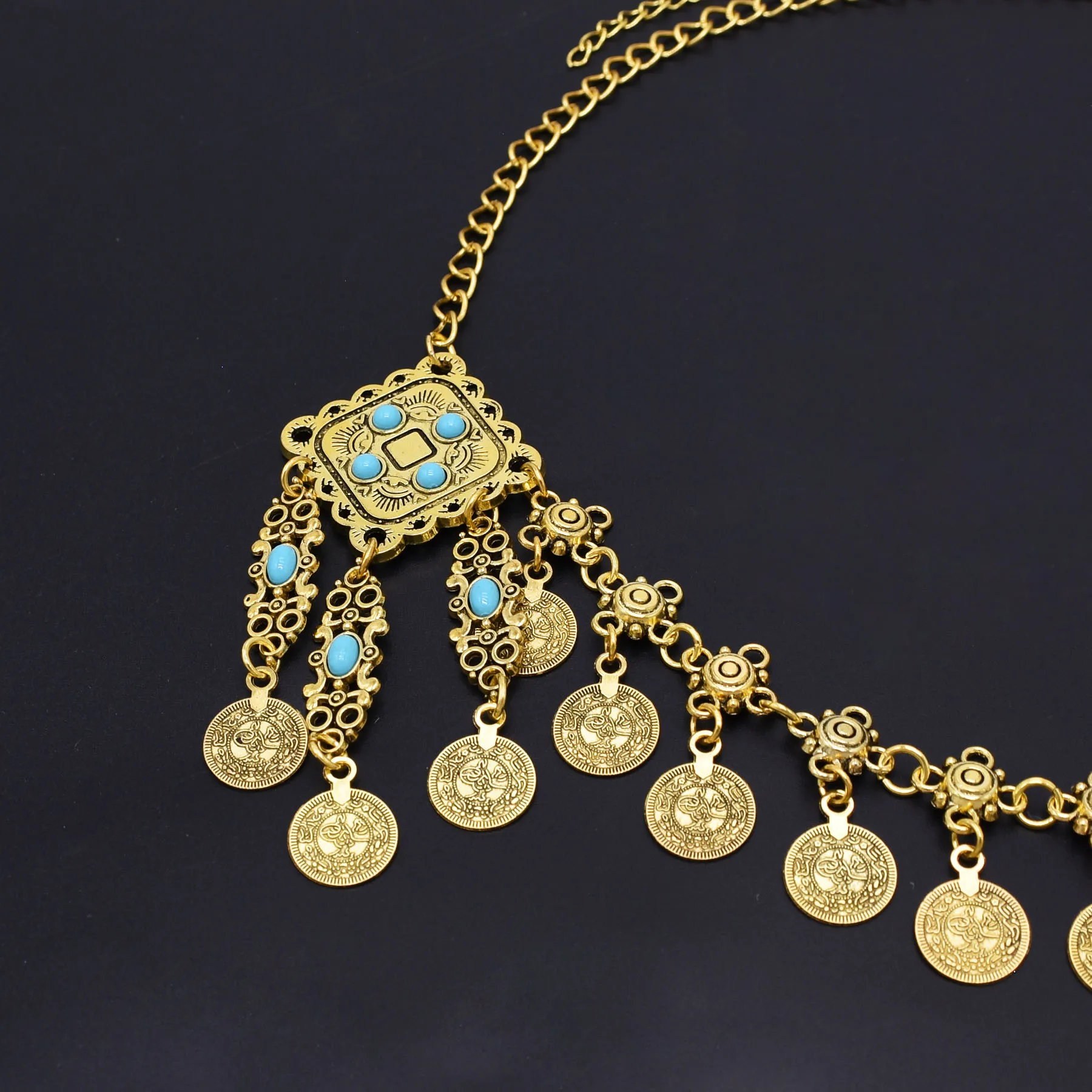 Afghanische Vintage-Münze, Quaste, türkisfarbene Kopfketten für Frauen, Bohemian-Stil, Boho-Stil, Tribal-Zigeuner-Statement-Stirnband, ethnischer Schmuck – Detail 30