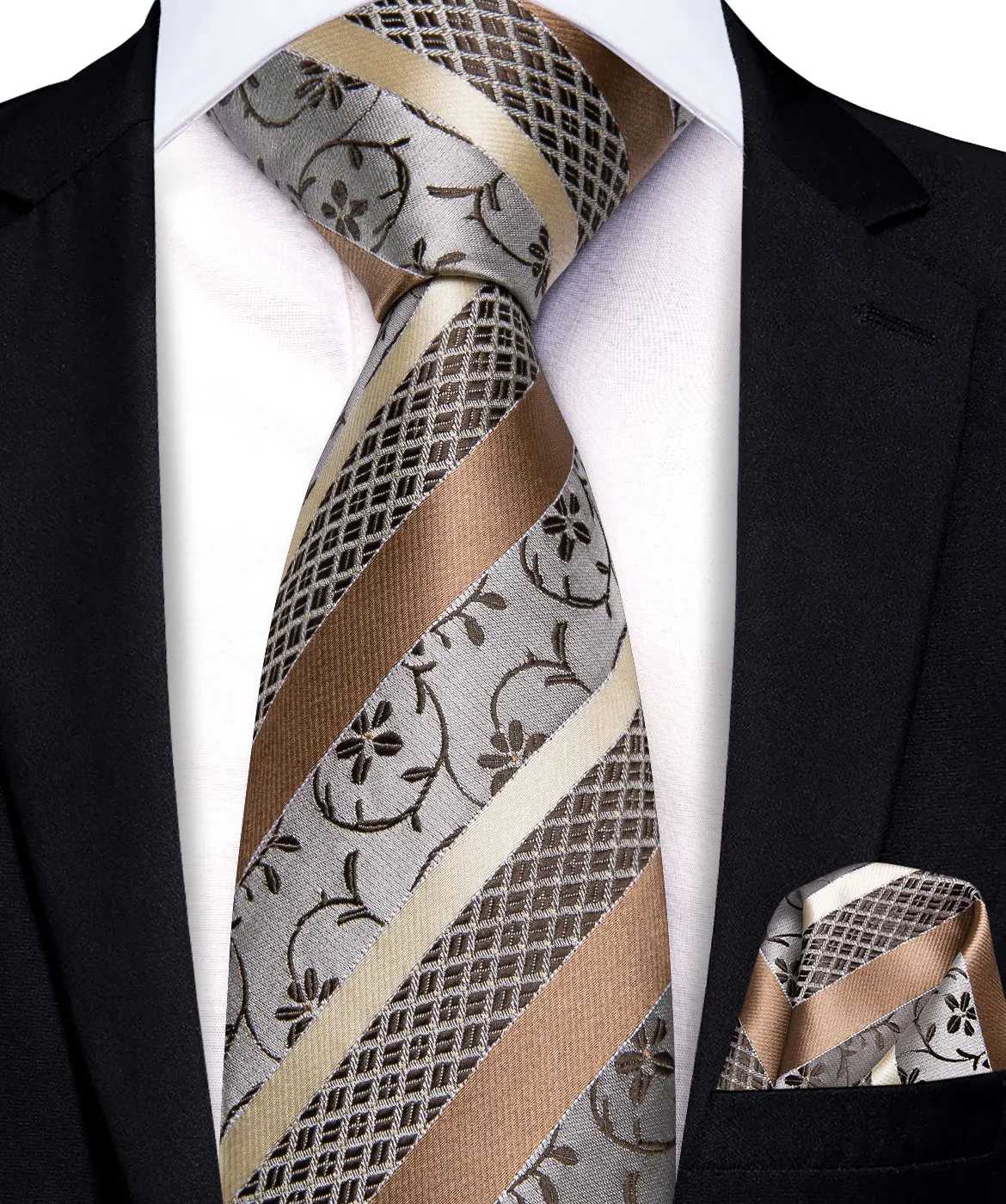 Woven Necktie Hi-Tie Boys Girls Champagne Solid Tie For Children Handky Child Silk Necktie 120CM Long 6CM Wide Student Kids Uniform Tie