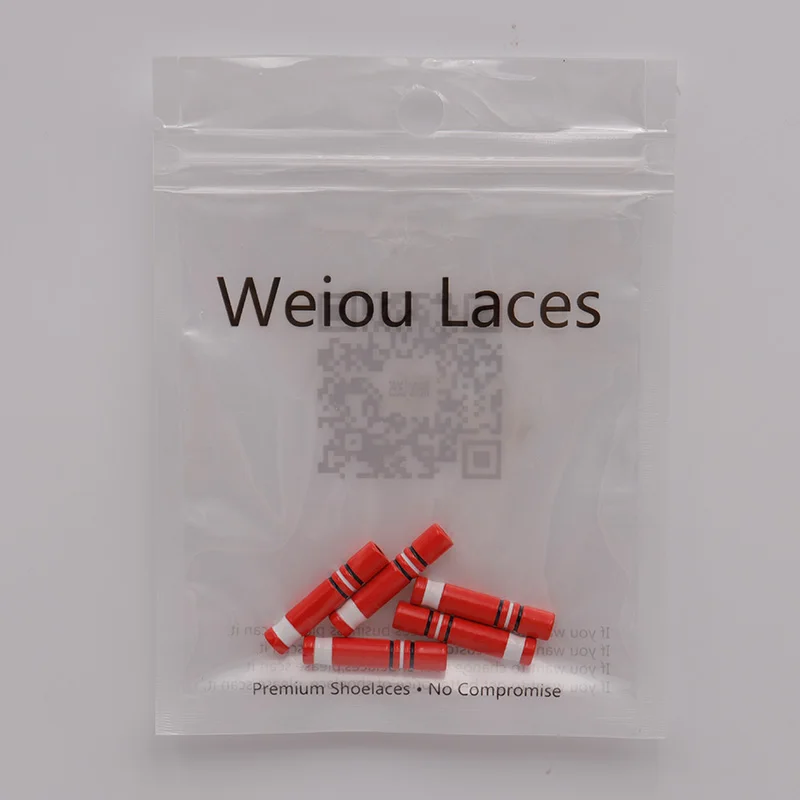 100pcs Wholesale Weiou Lace Accessories Red Metal Aglets 25*5MM Sneaker Canvas String Tips Soccer Skating Basketball Tape Heads