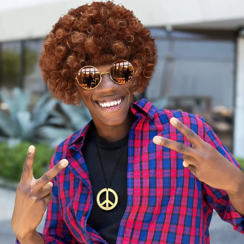 70s Outfits For Women Hippie Costume Set, Funky Afro Wig