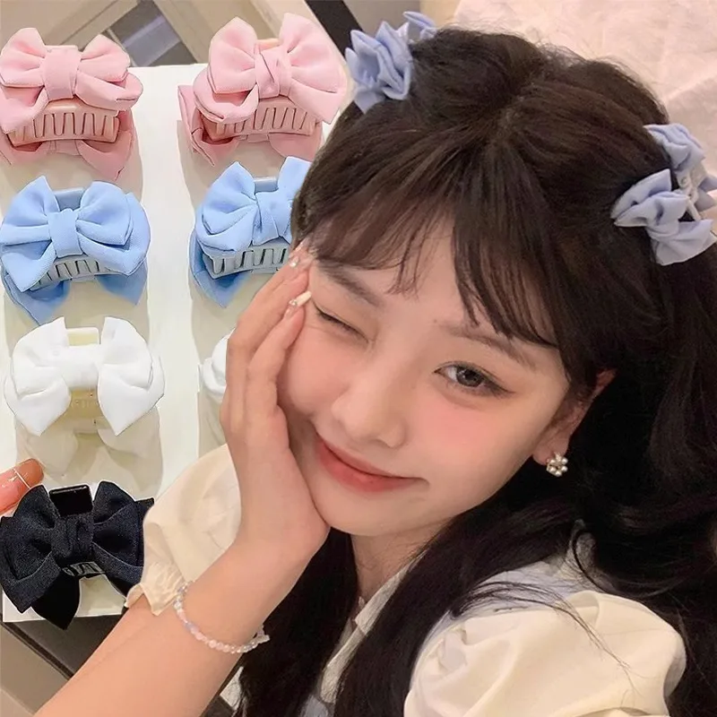 

2 шт. элегантные карамельные цвета Изысканный корейский минималистичный стиль Бабочка заколка для волос французский Премиум атласный милый зажим для волос