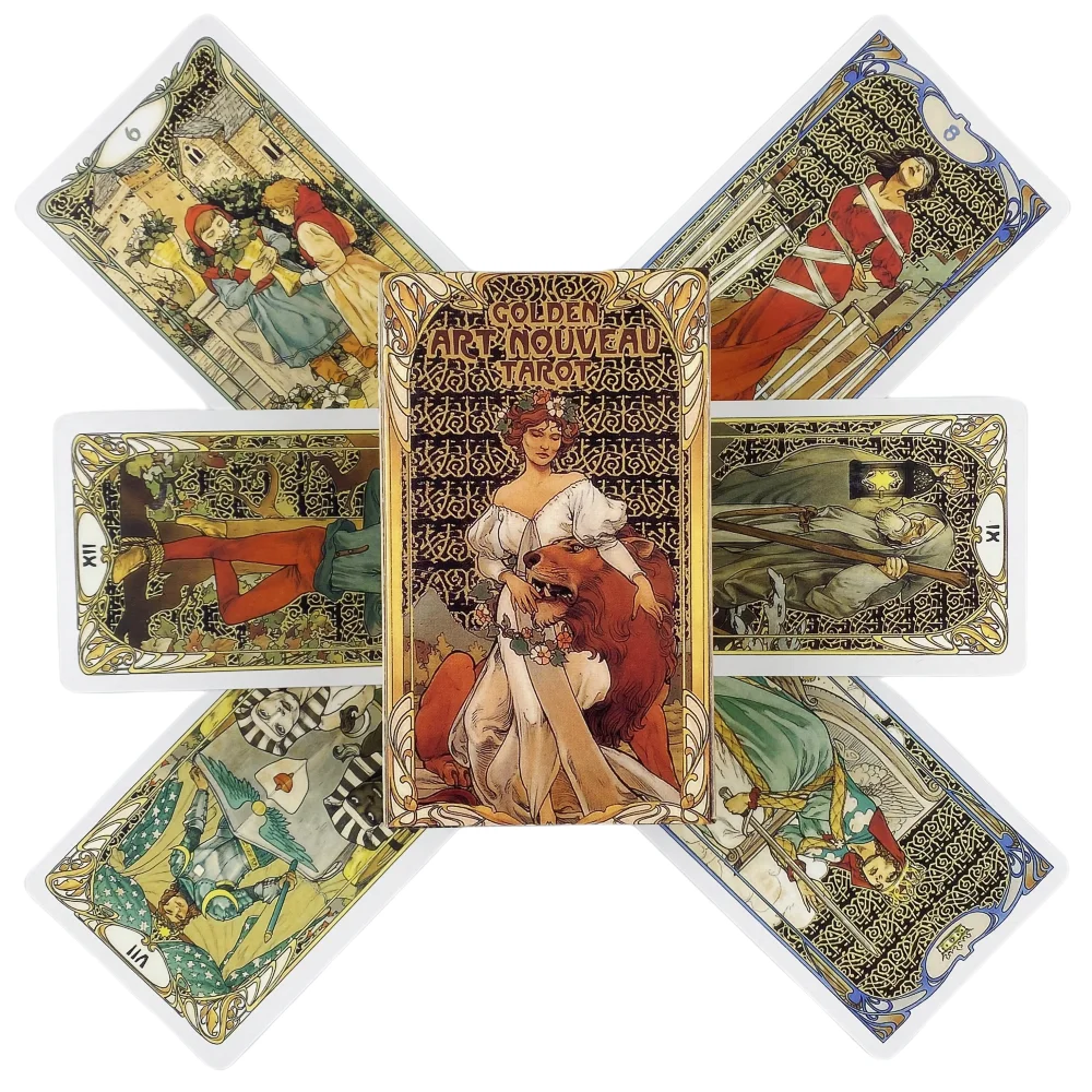 

Золотые карты-Таро в стиле арт-новый, настольная версия для гадания, настольные игры с принтом «Оракул», традиционная версия для девочек, Ранняя игра