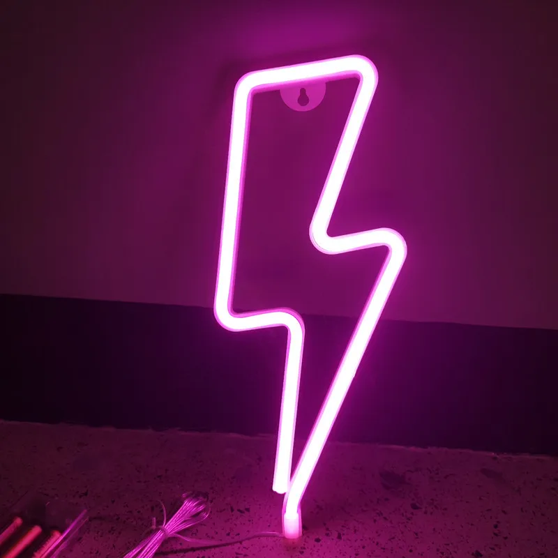 Lightning LED Neon Light Sign for Wall USB/Battery Powered Bedroom Aesthetic Cool Room Valentine's day Party Home Bar Wall Decor decorative ceiling light panels