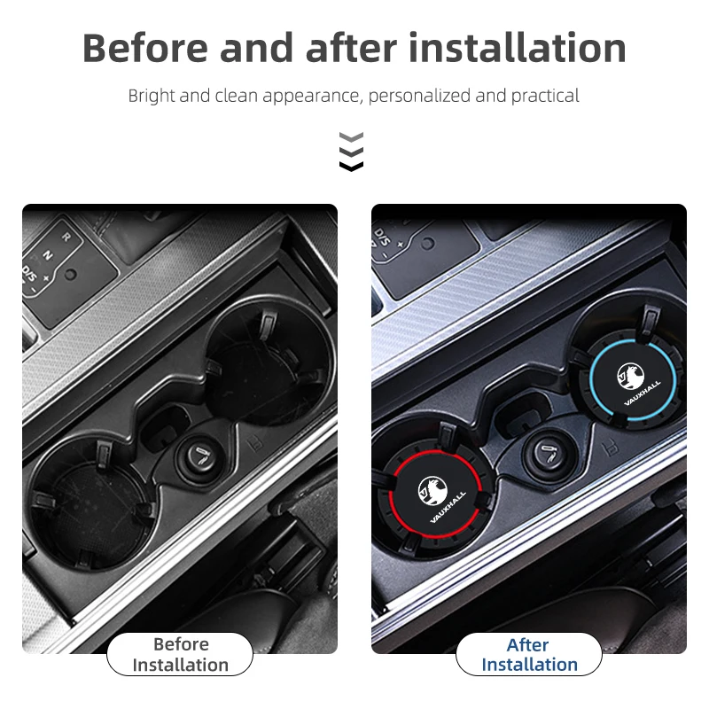 Car Coasters Water Cup Slots Non-Slip Mat Waterproof Cup Pad 2PCS for Vauxhall VXR Dokker Lodgy Logan Sandero Duster Stepway