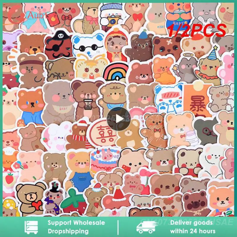 

1/2PCS 10/Cartoon Korean Bear Graffiti Sticker Decoration Motorcycle Notebook Waterproof Kawaii Decals Sticker Kids Toys