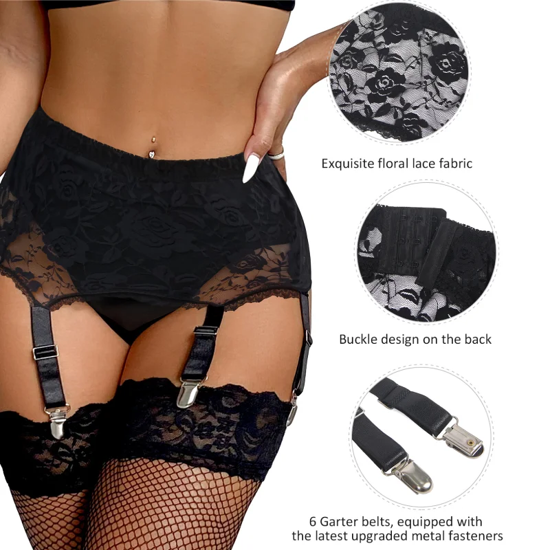Garter Belt Transparent Curve High Waist Suspender Belt Panty Soft Lace