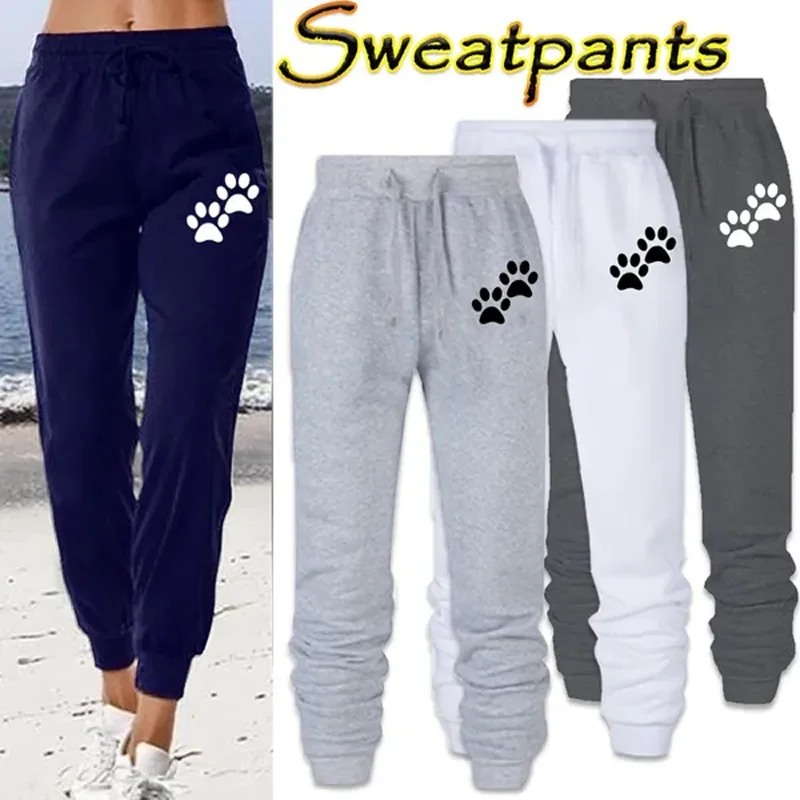 Jogger Trousers Cute Cat Paw Printed Women Sweatpants Cotton Long Pants Casual Sports Fitness Jogging Pants