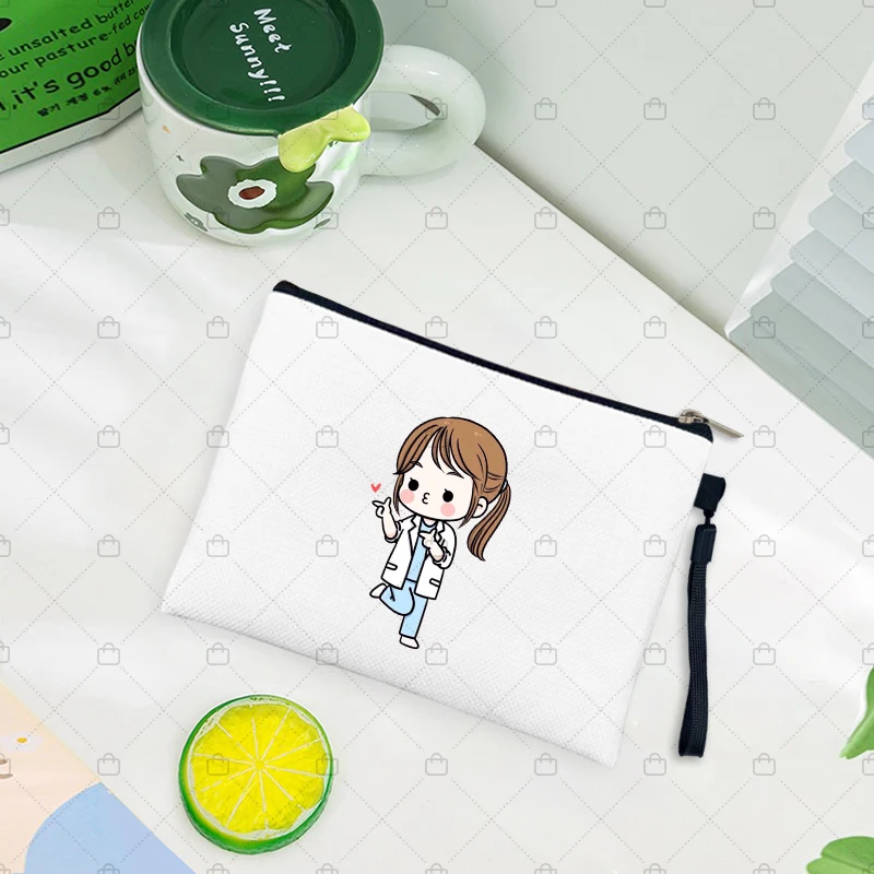 Cartoon Ladies Nurse Printed Cosmetic Bags Foldable High Capacity Women Makeup Bag Eco Reusable Storage Pouch Pencil Case 5
