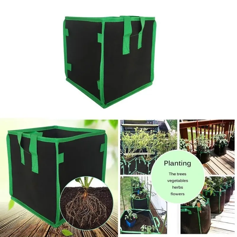 Square Planting Bag Non-woven Fabric Sports Seedling Pot Gardening Plant Growth Bag Indoor  Outdoor Garden Plant Planting Bucket
