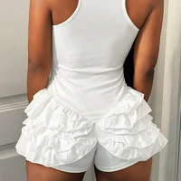 BKLD Cute Strap Playsuit Solid High Waist U Collar Sleeveless Ruffles Pleated Package Hip Jumpsuit Shorts Casual Sexy Streetwear - Image 6
