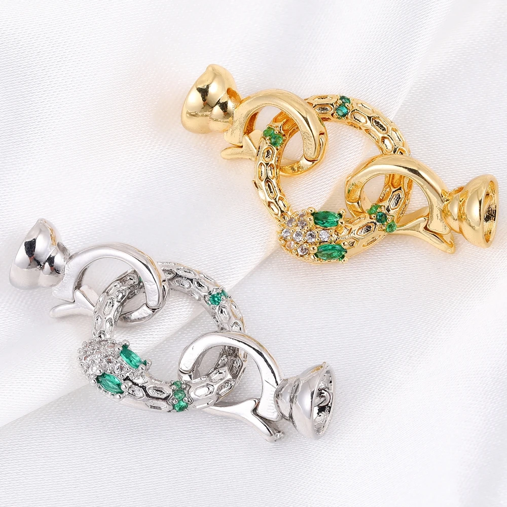 Juya 2 Teile/los 18K Überzogene Stecker Verschluss Verschluss Verschluss Verschlüsse Zubehör Für DIY Frauen Luxus Perlen Perlen Schmuck Machen – Detail 8
