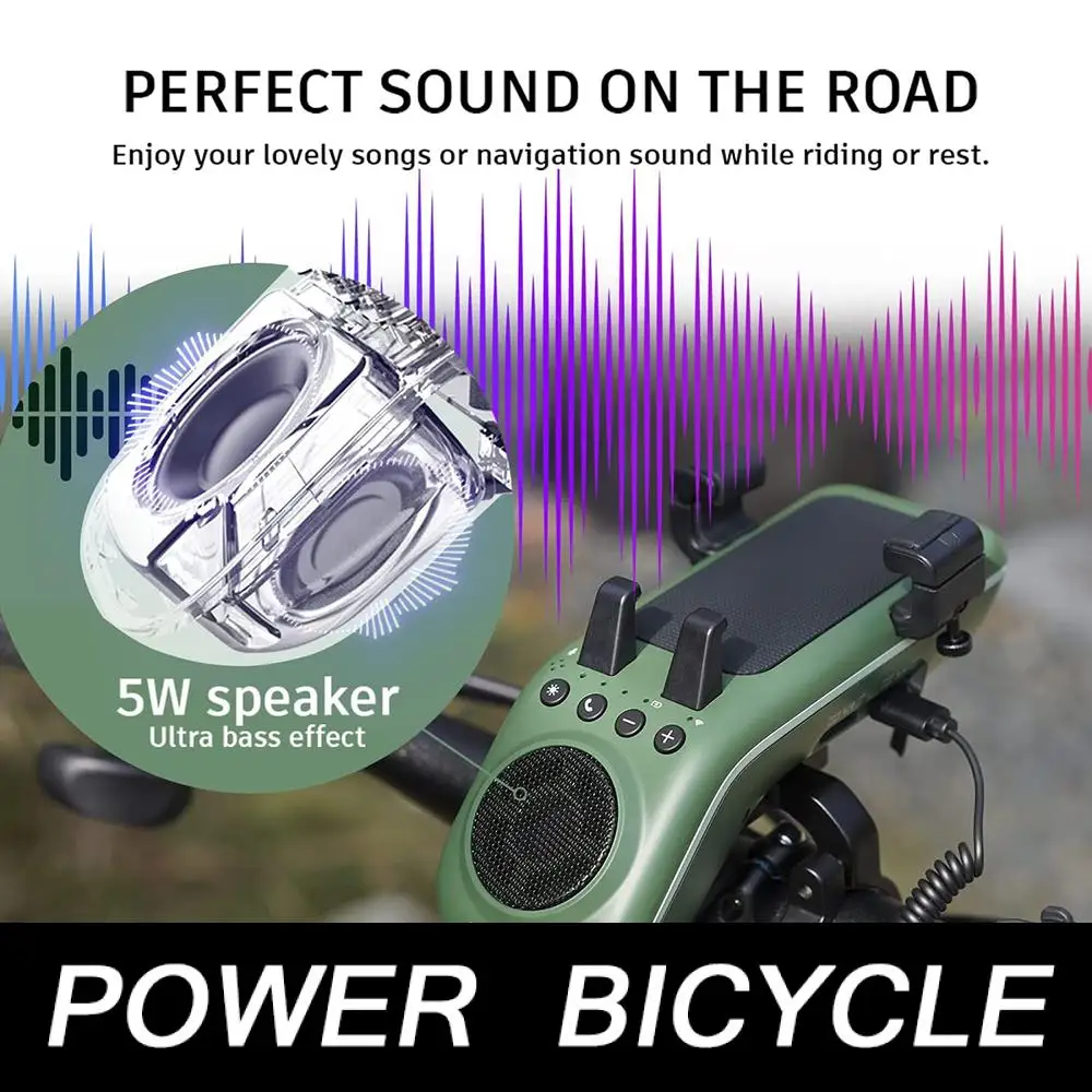 

2022NEW 10 in 1 Bike Phone Holder Bluetooth Seapker 5000mAh USB Rechargeable Bicycle Light Mobile Support Bike Horn Accessories