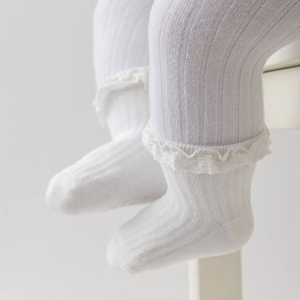 5Pairs Sweet Cotton Baby Ruffle Socks Non-slip Lace Kids Tube Sock Infant Newborn Toddle Walking Socks Princess