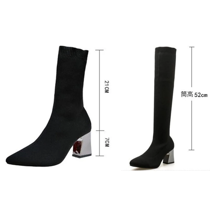 Fashion Modern Boots Women Knee-High 2022 New Spring Autumn De Mujer Socks Boots Stretch Fabric Woman High Heel Shoes Ladies