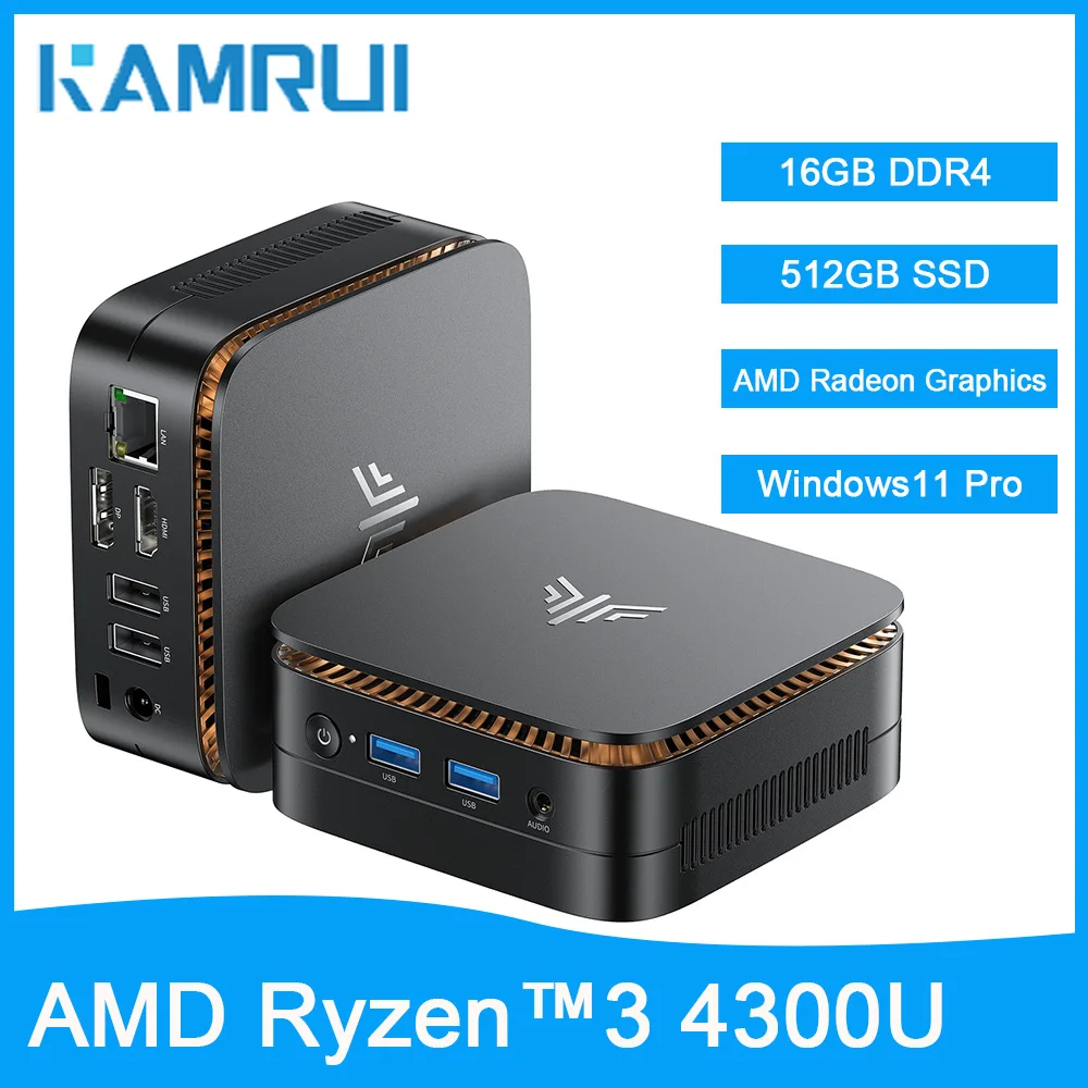 KAMRUI AMD Ryzen 3 4300U Mini PC 16GB DDR4 512GB M.2 SSD Mini