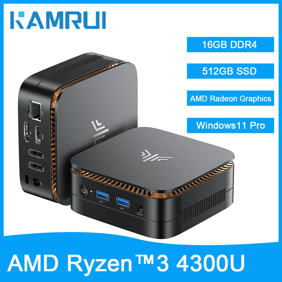 KAMRUI AMD Ryzen 3 4300U Mini PC 16GB DDR4 512GB M.2 SSD Mini