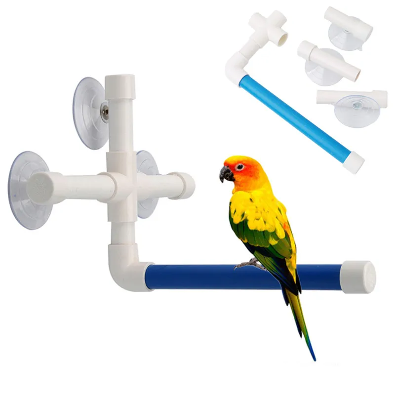 

Foldable Pet Parrot Bird Standing Platform Rack Toy Stand Bath Shower Perches Suction Wall Cup Birds Toys Bird Cage Accessories