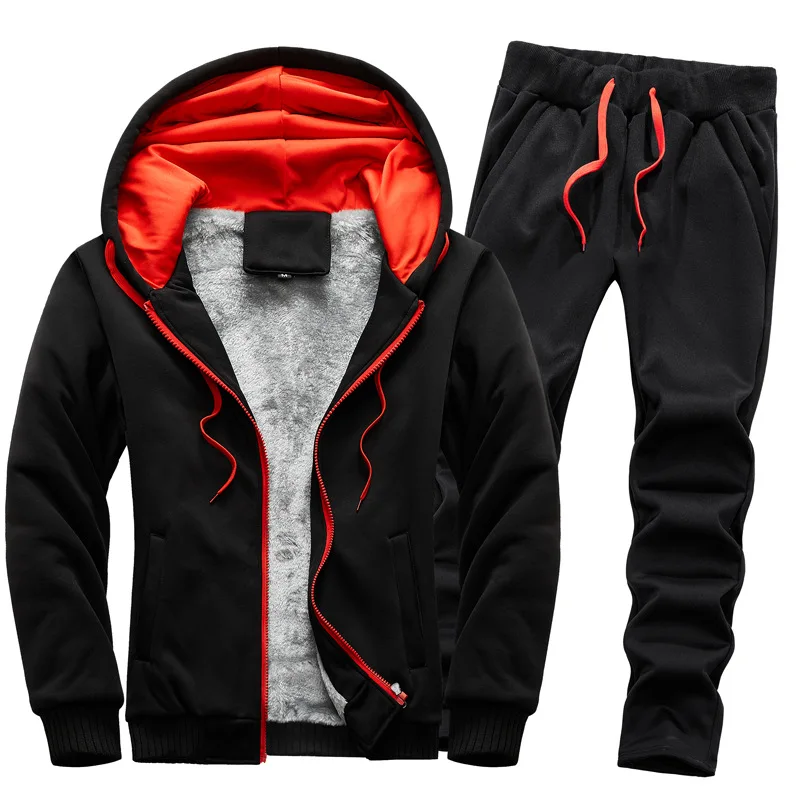

Tracksuit Men Sportswear Hooded Jacket+Pants Two Piece Sweat Suits Casual Winter Spring Sweatshirt Sportswear Men's Clothing