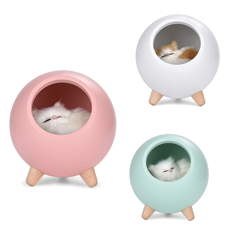 Promotion! Cute Cat House Bluetooth Speaker Night Light Press Dimming LED Baby Kids Bedside Sleep Lamps Bedroom Home Decor |