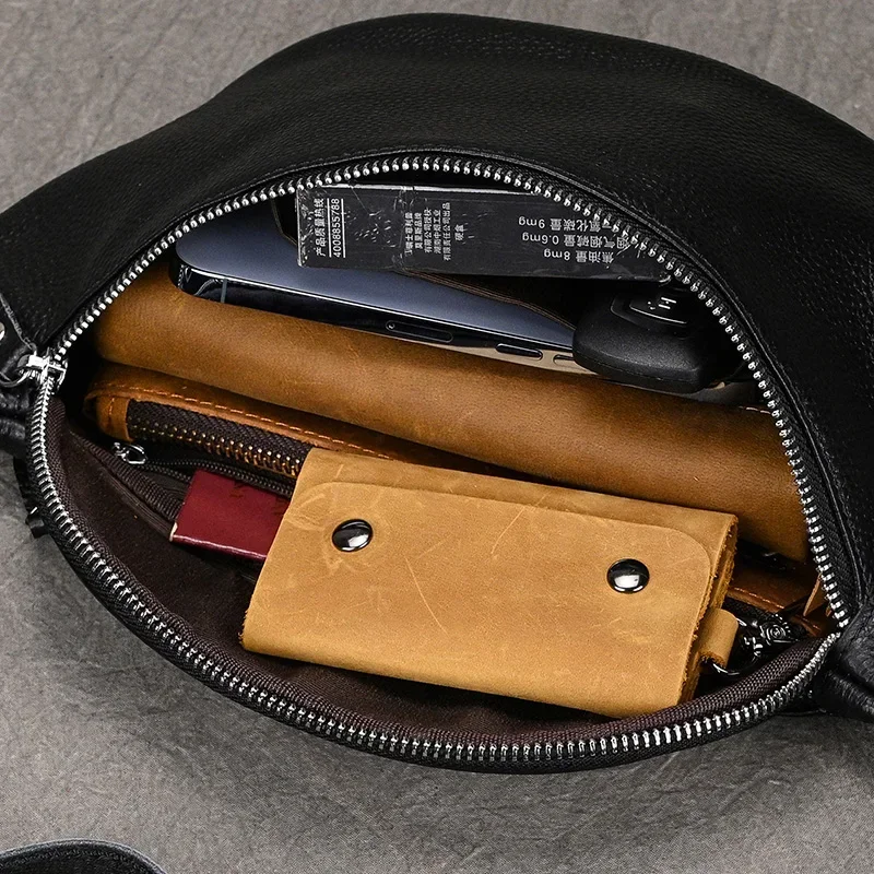 Mens Leather Waist Bag Fanny Pack Anti Theft Chest Bag